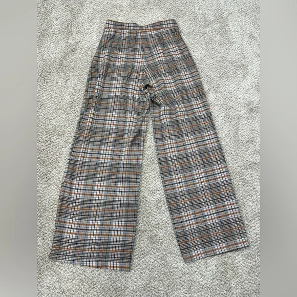 Anthropologie Maeve Checkered Pleated Wide Leg Trousers in Brown and Black - Picture 6 of 12